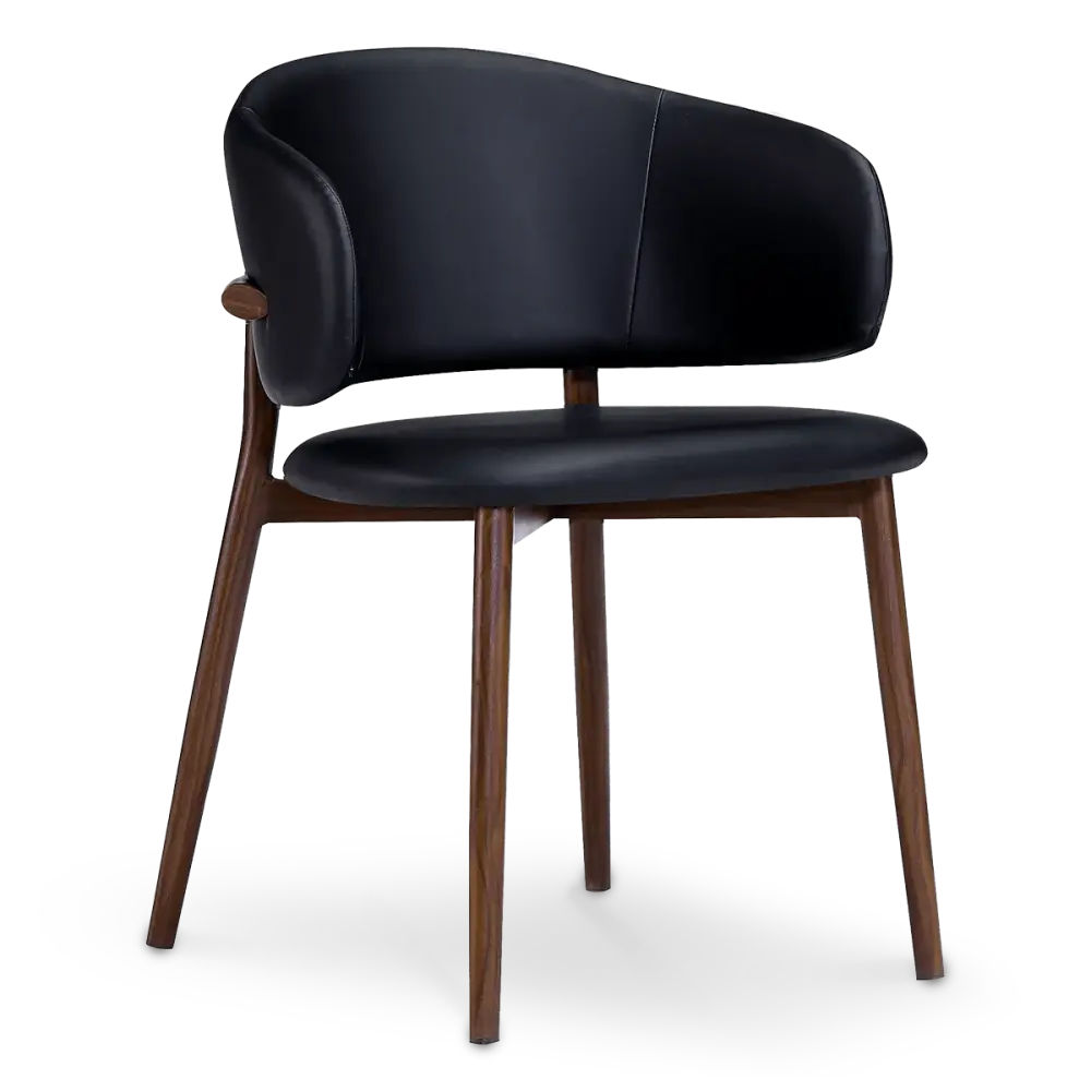 specificaties-nagato-eetkamerstoel-walnoot finish- zwart leer