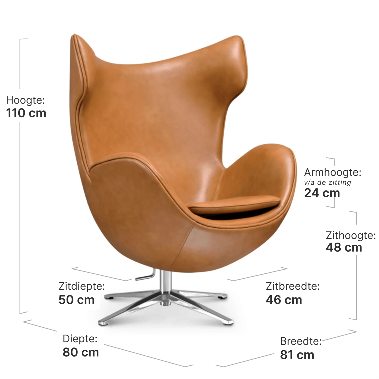 Flag Chair Cognac / Bruin Leer