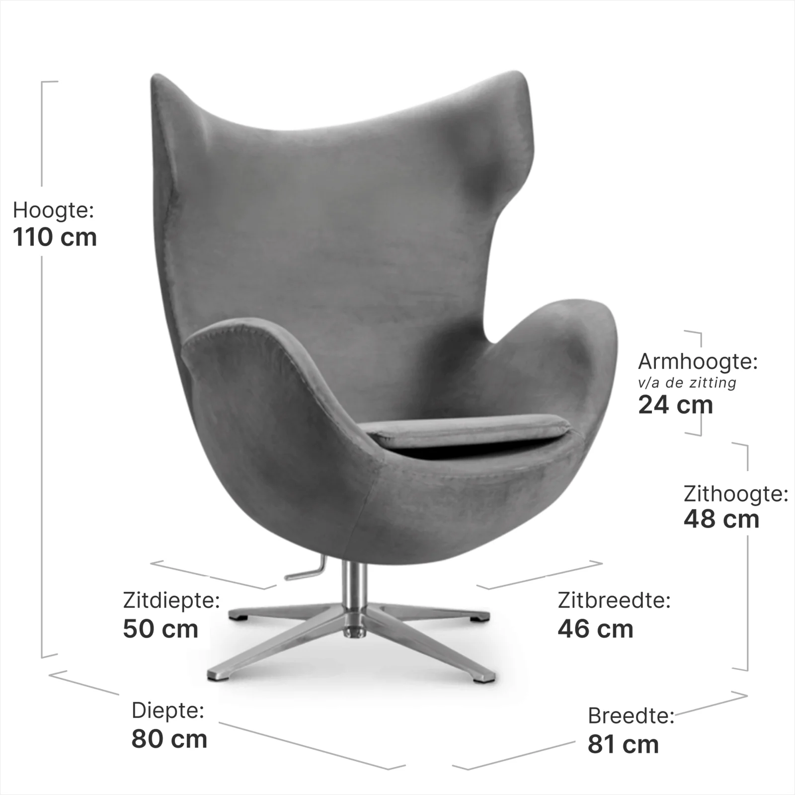 Flag Chair Zilver Grijs Velvet