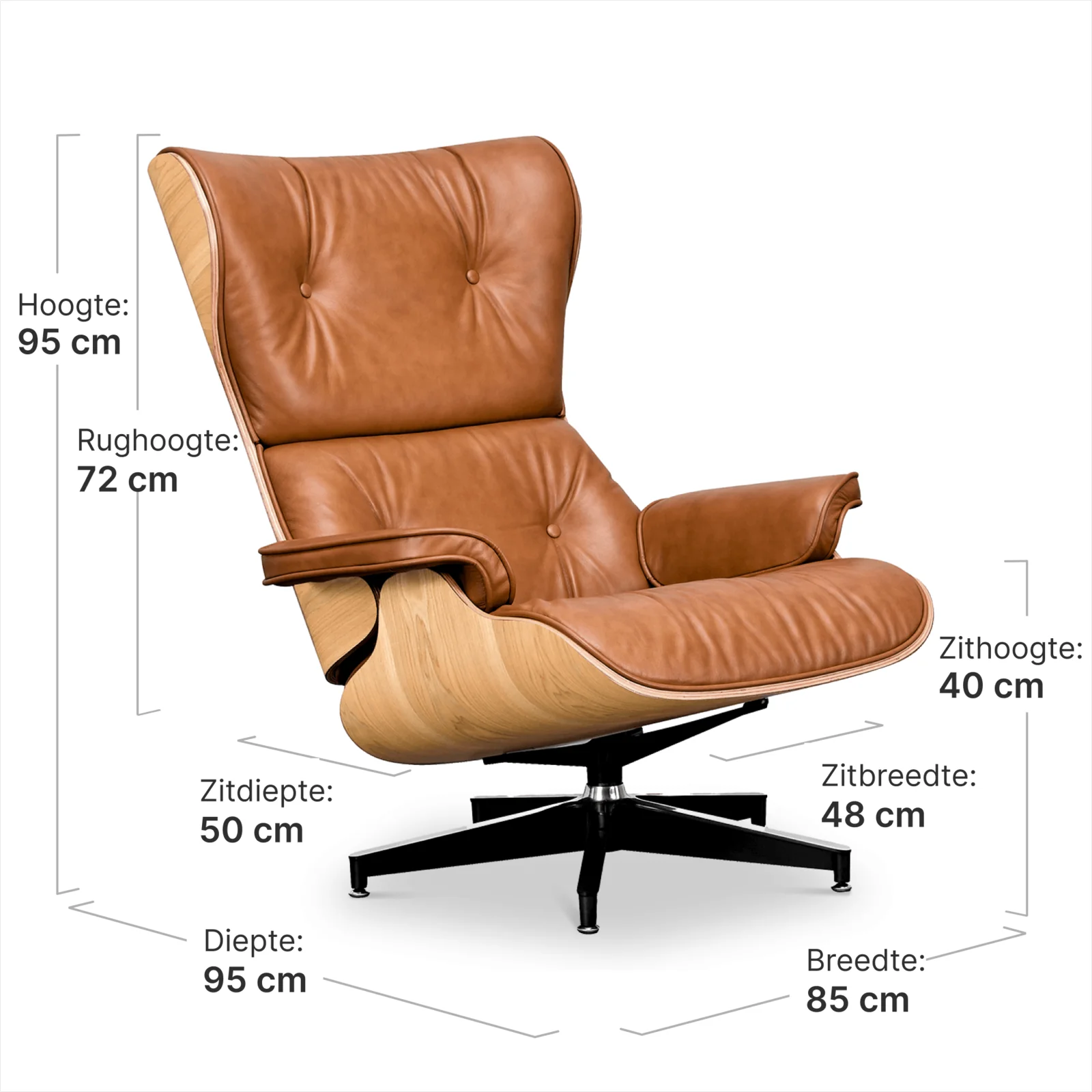 Cavel Lounge Chair Cognac/Bruin Leer | Essen Schalen