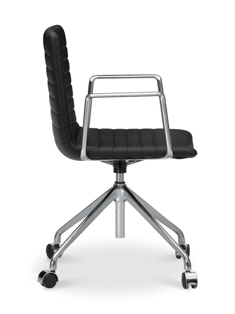 Cavel Lincoln Bureaustoel | Zwart PU Leer | Chroom
