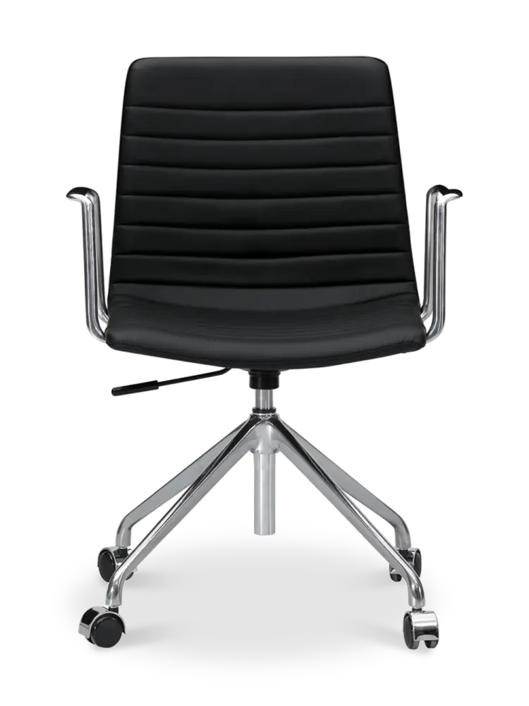 Cavel Lincoln Bureaustoel | Zwart PU Leer | Chroom