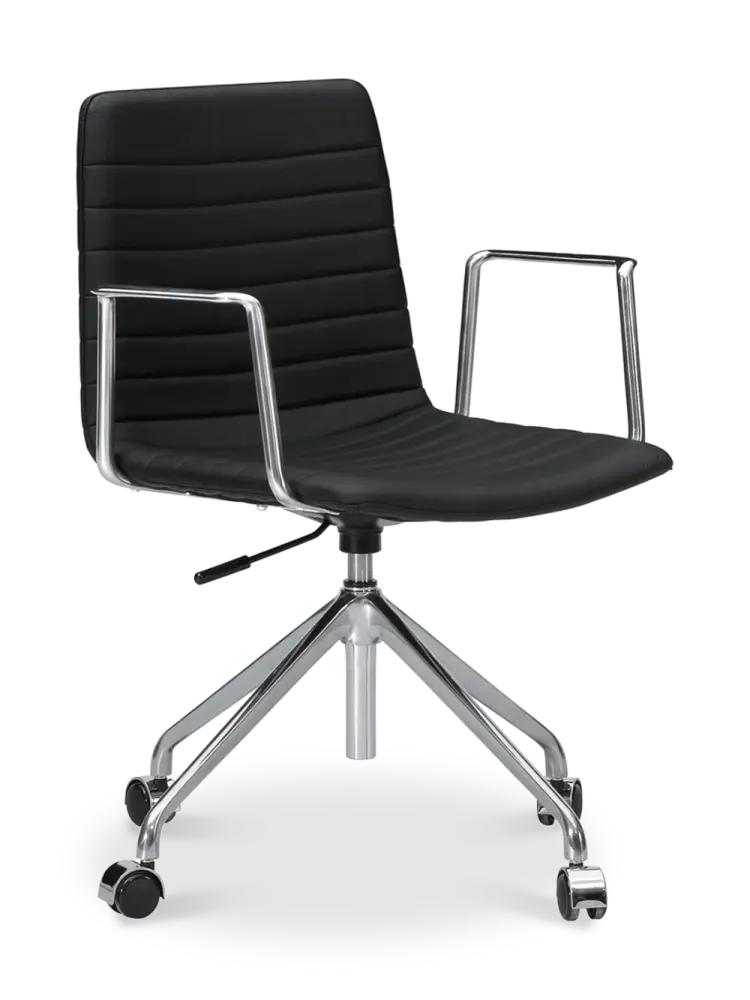 Cavel Lincoln Bureaustoel | Zwart PU Leer | Chroom
