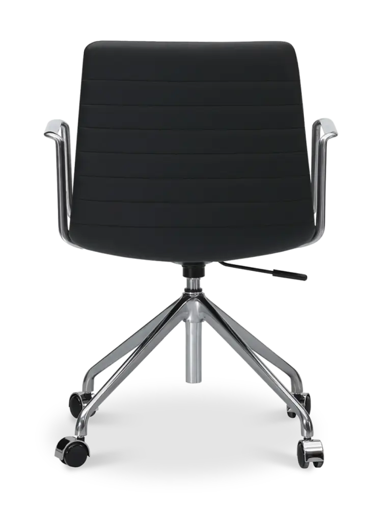 Cavel Lincoln Bureaustoel | Zwart PU Leer | Chroom
