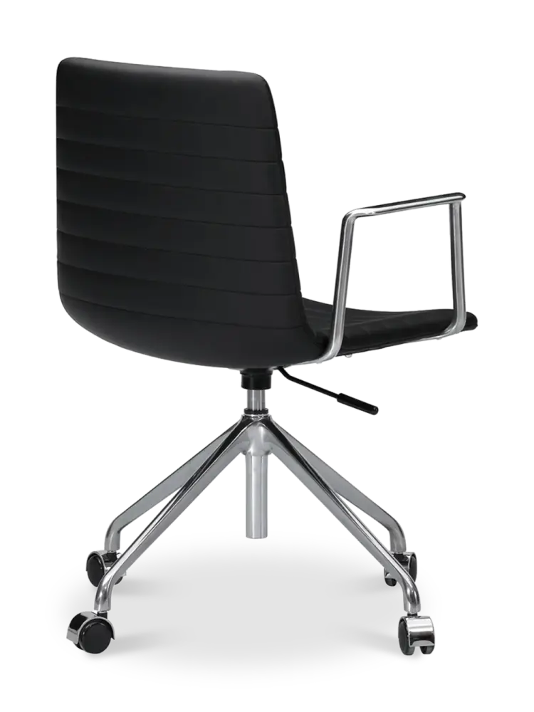 Cavel Lincoln Bureaustoel | Zwart PU Leer | Chroom