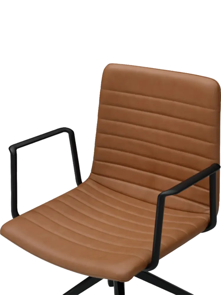 Cavel Lincoln Bureaustoel | Cognac PU Leer | Mat Zwart