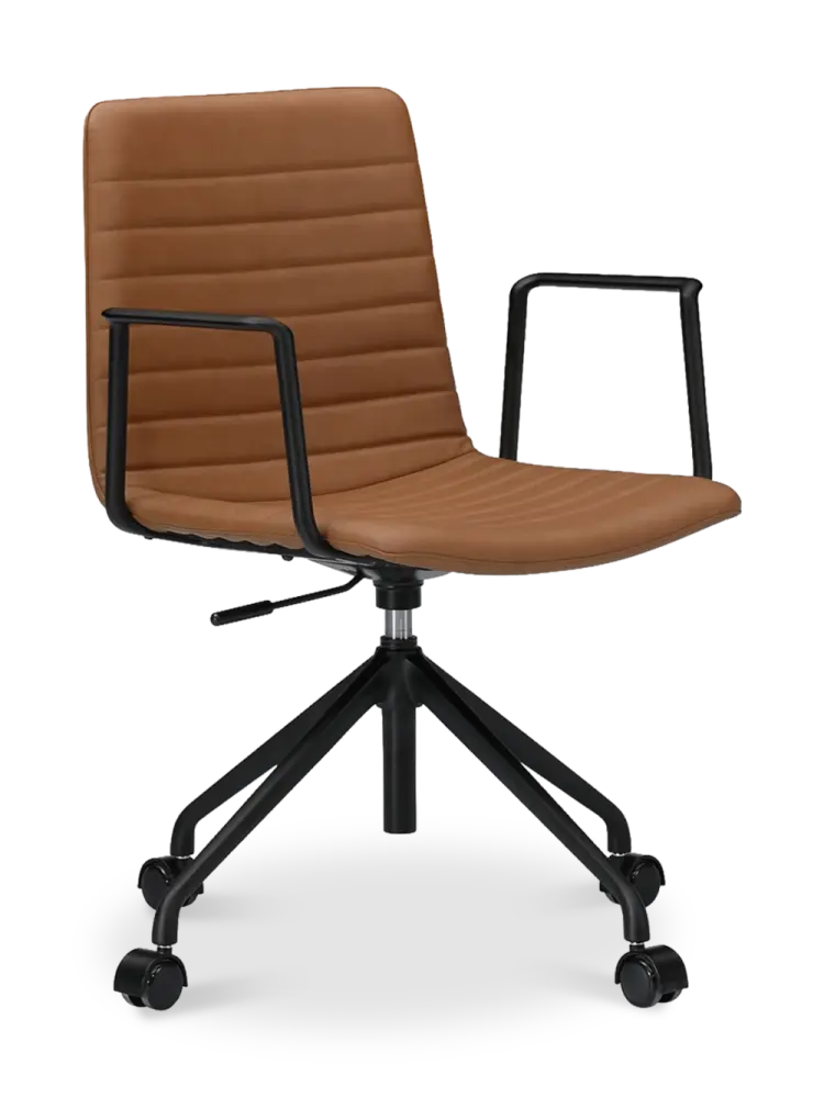 Cavel Lincoln Bureaustoel | Cognac PU Leer | Mat Zwart