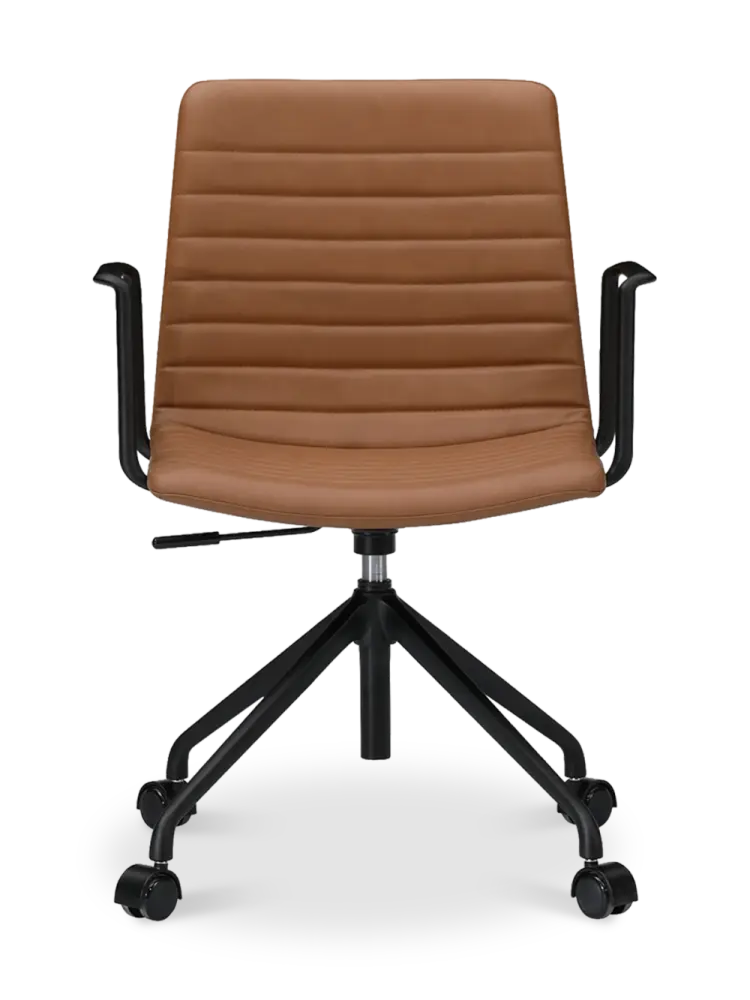 Cavel Lincoln Bureaustoel | Cognac PU Leer | Mat Zwart
