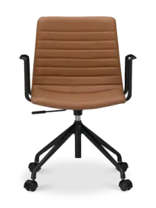 Cavel Lincoln Bureaustoel | Cognac PU Leer | Mat Zwart