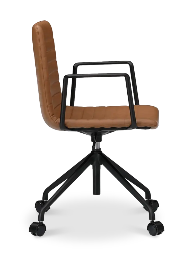 Cavel Lincoln Bureaustoel | Cognac PU Leer | Mat Zwart