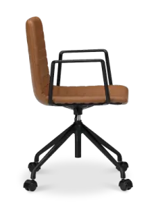 Cavel Lincoln Bureaustoel | Cognac PU Leer | Mat Zwart