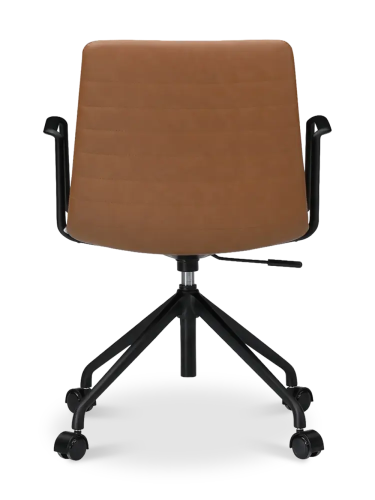 Cavel Lincoln Bureaustoel | Cognac PU Leer | Mat Zwart