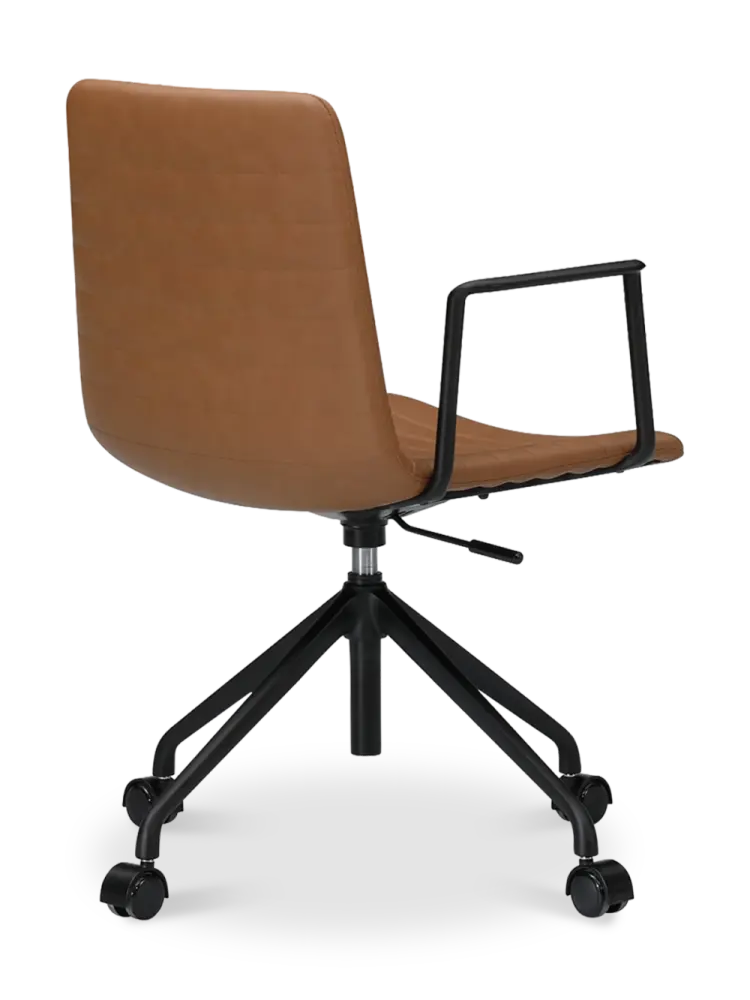 Cavel Lincoln Bureaustoel | Cognac PU Leer | Mat Zwart