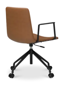 Cavel Lincoln Bureaustoel | Cognac PU Leer | Mat Zwart