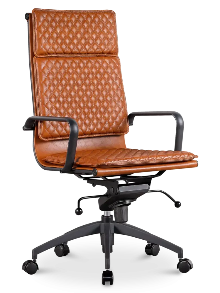 Diamond Softpad Bureaustoel Cognac | Hoge Rug