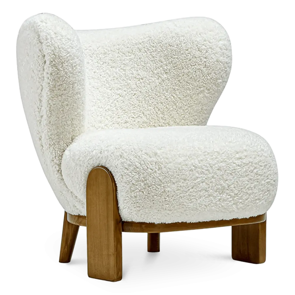 Little Kita Fauteuil Wit | Walnoot Pootjes Little Kita Fauteuil Wit | Walnoot Pootjes