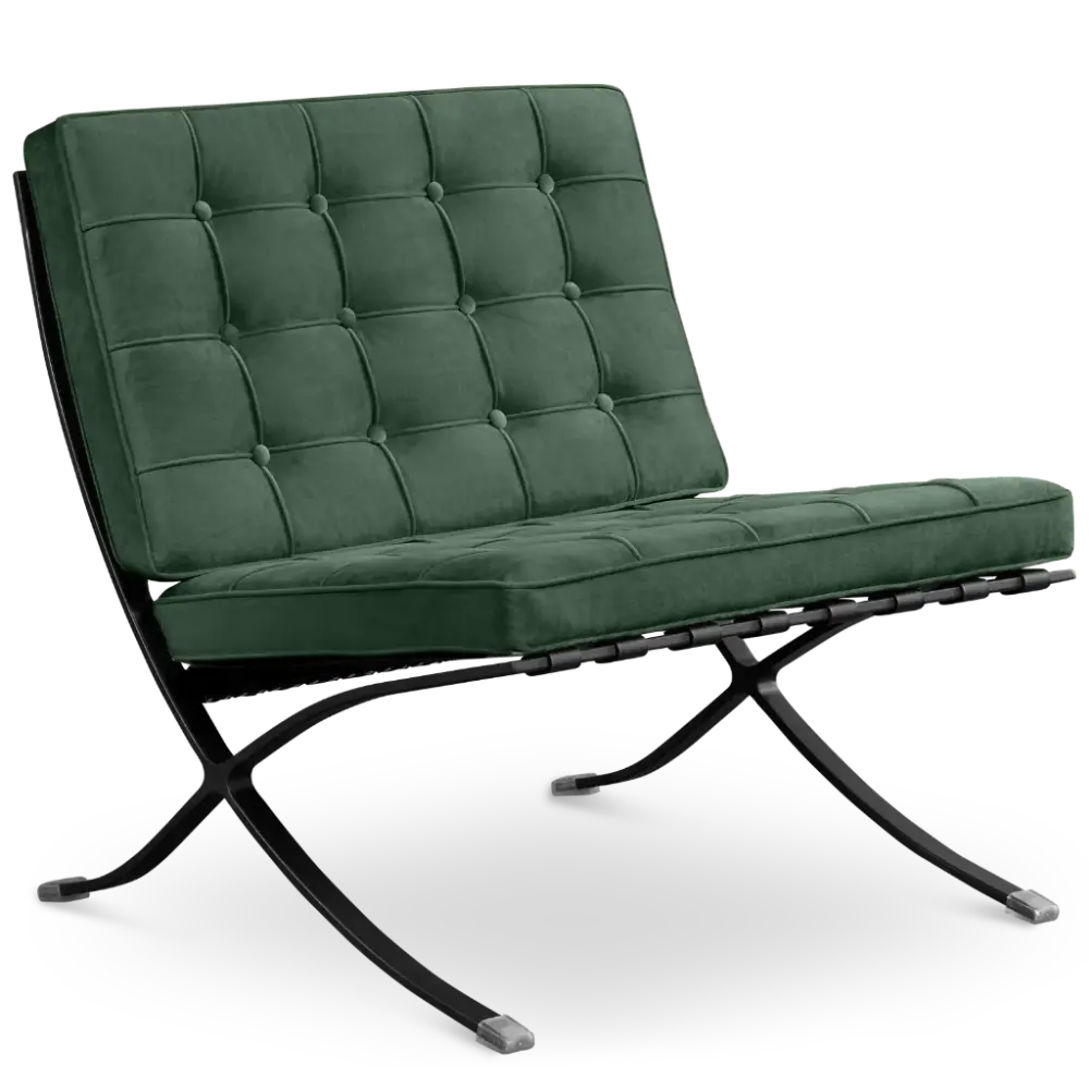 Paviljoen Chair Groen Velvet | Zwart Frame