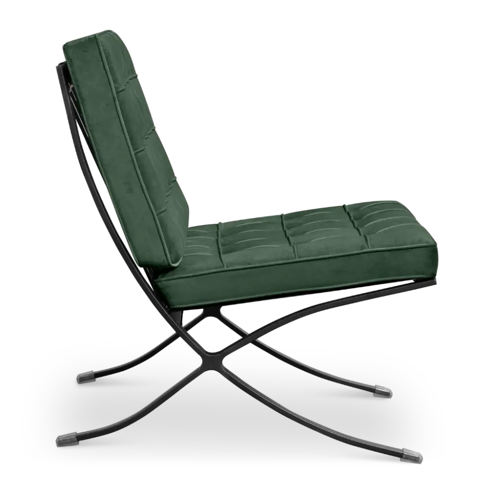 Paviljoen Chair Groen Velvet | Zwart Frame