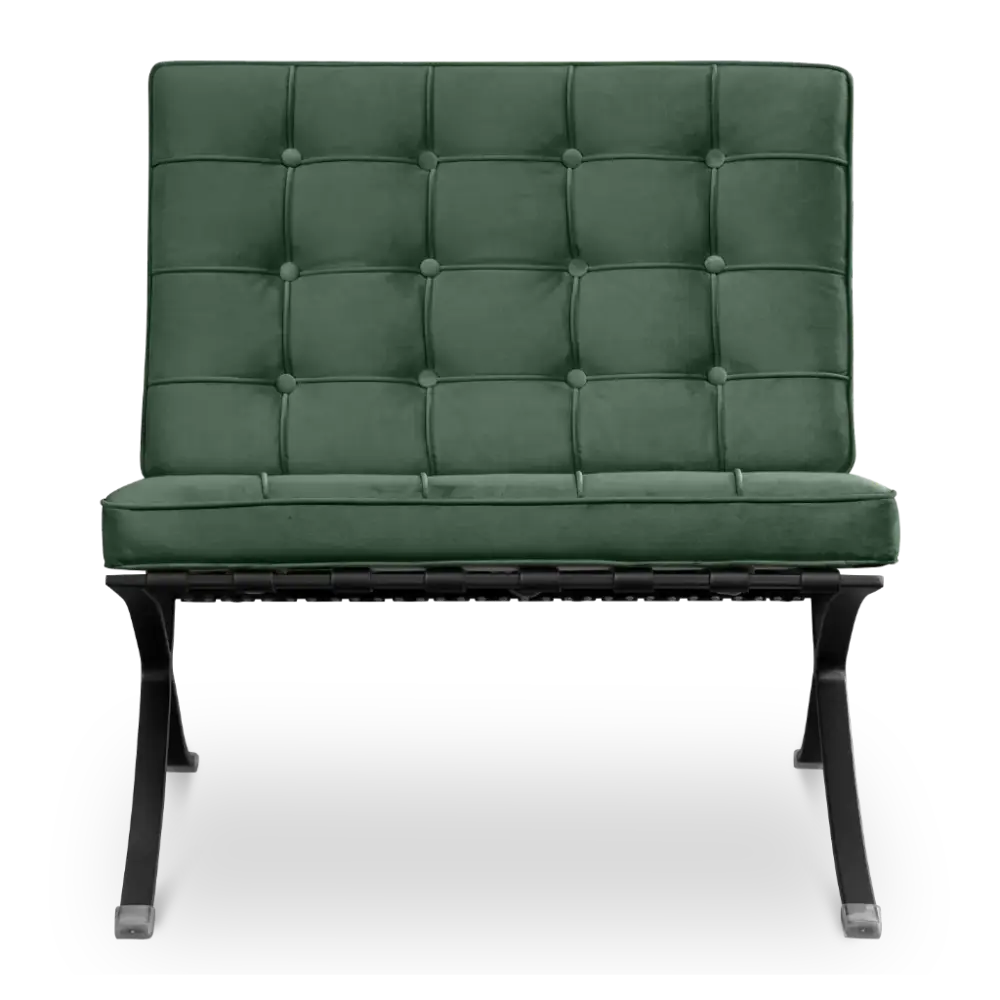 Barcelona Chair Groen Velvet | Zwart Frame Barcelona Chair Groen Velvet | Zwart Frame