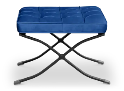 Barcelona Ottoman Blauw Velvet | Zwart Frame
