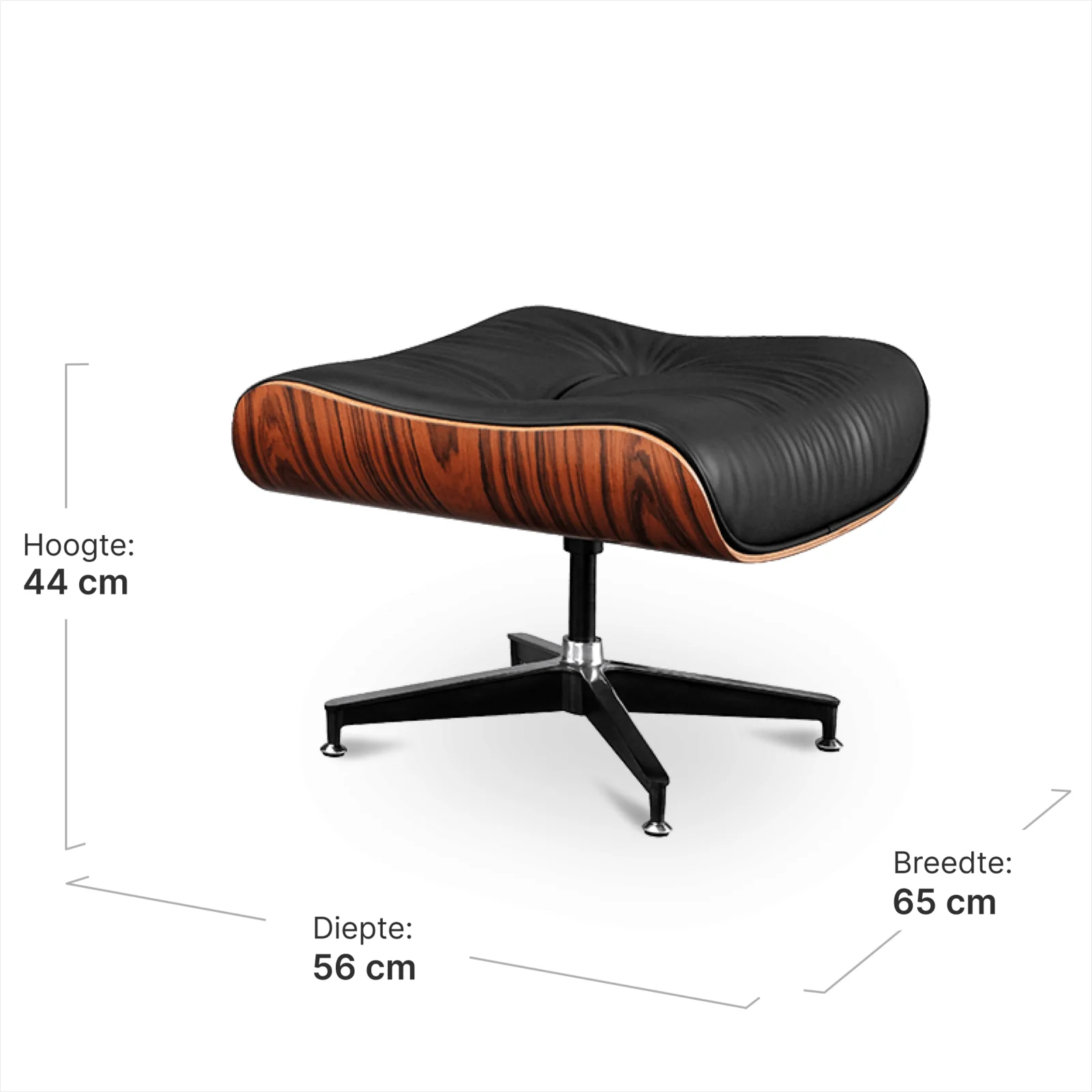 Cavel Lounge Chair Zwart Leer | Palissander Schalen
