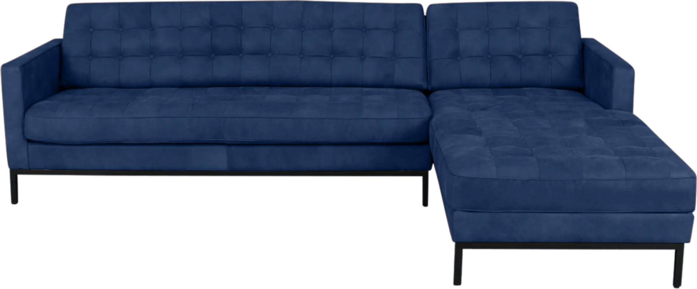 Florence Knoll Hoekbank Kings Blue Velvet (Hoek Links)
