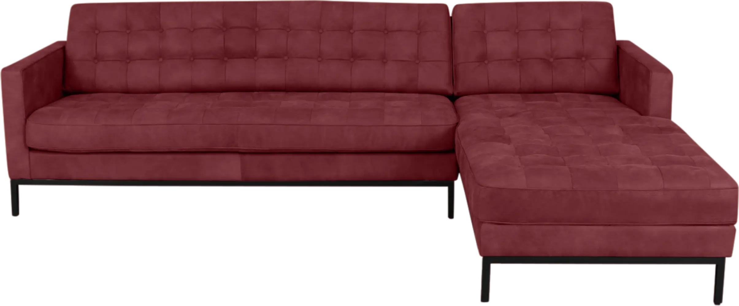 Florence Knoll Hoekbank Bordeaux Red Velvet (Hoek Links)