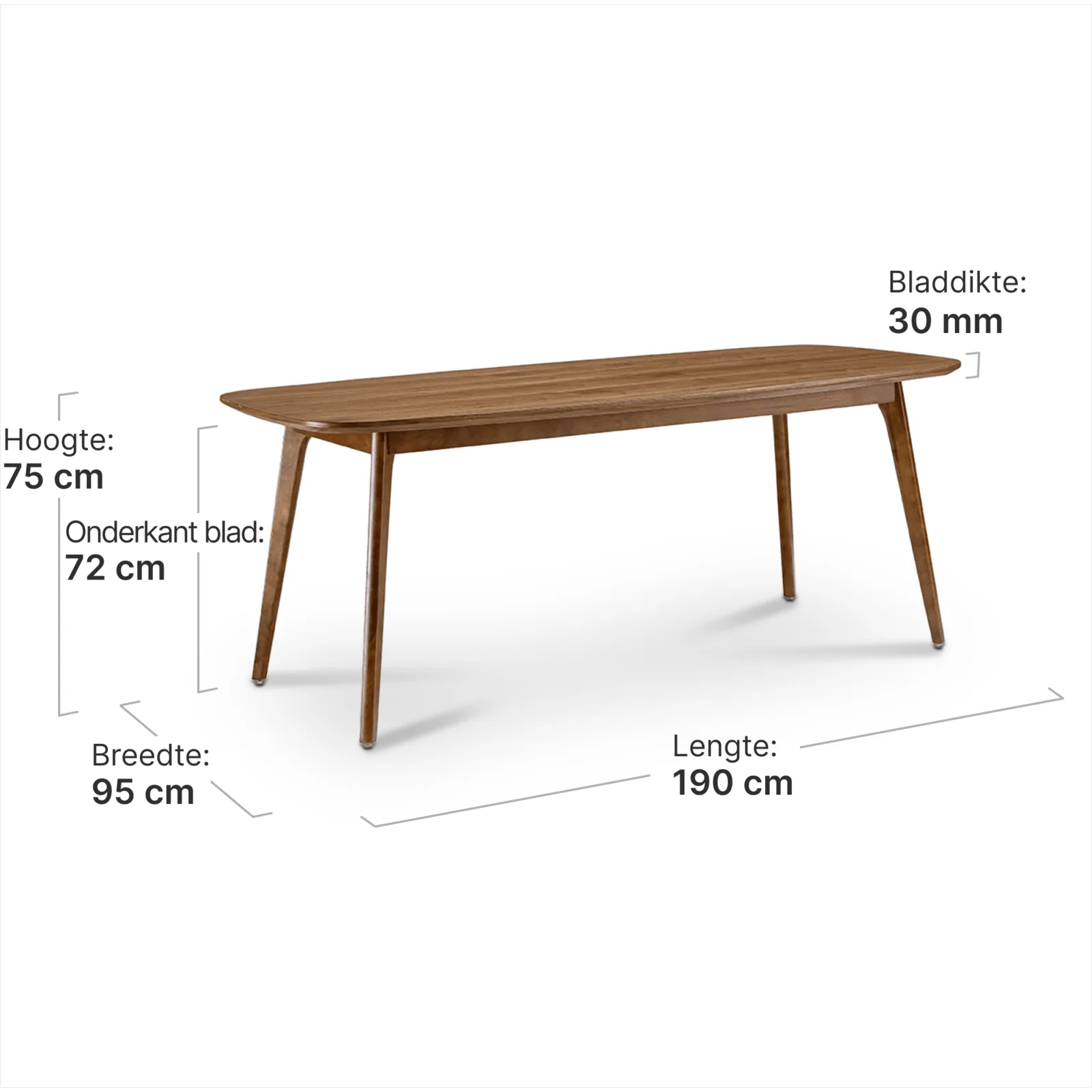 Deens Ovale Eettafel Haner Walnoot | 190 x 95 cm