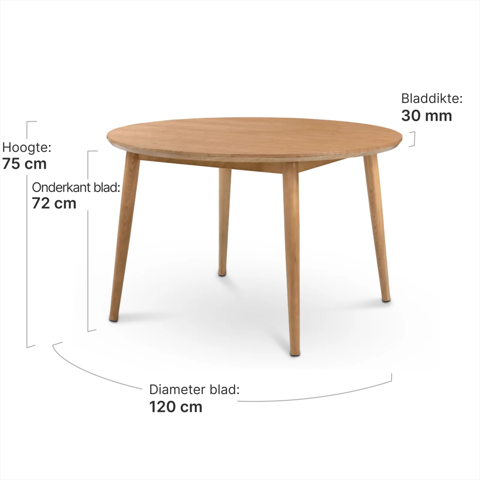 Eettafel Haner Rond Natural Essen