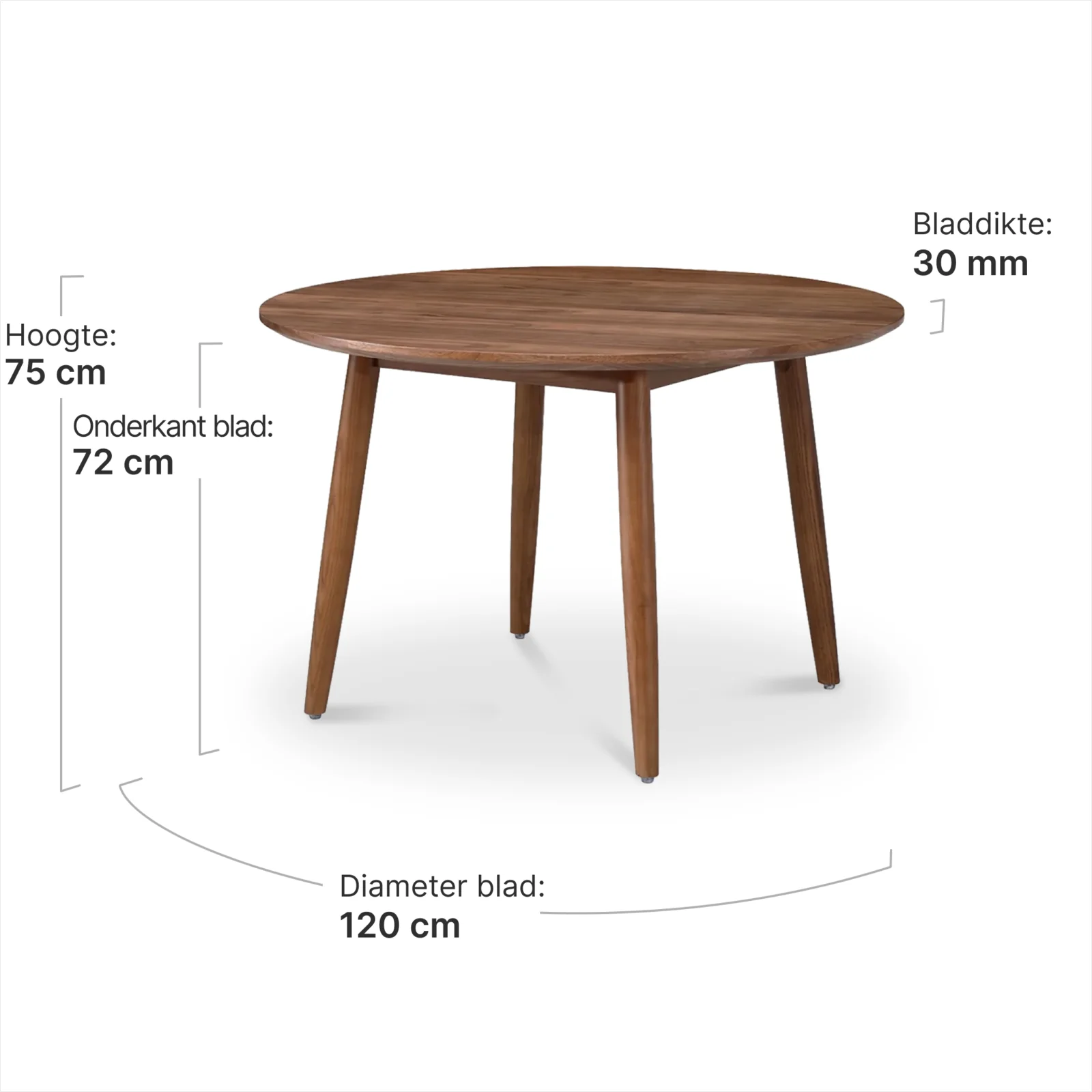 Eettafel Haner Rond Walnoot