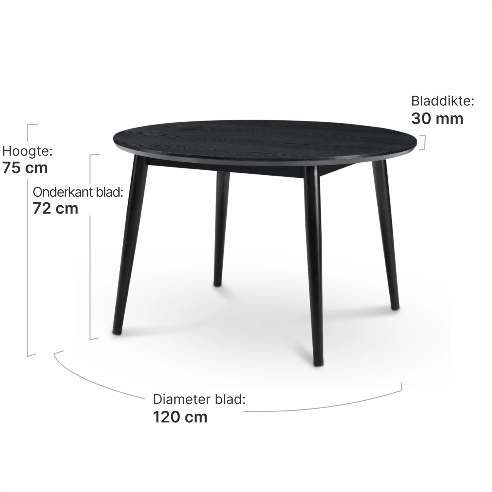Eettafel Haner Rond Zwart Essen
