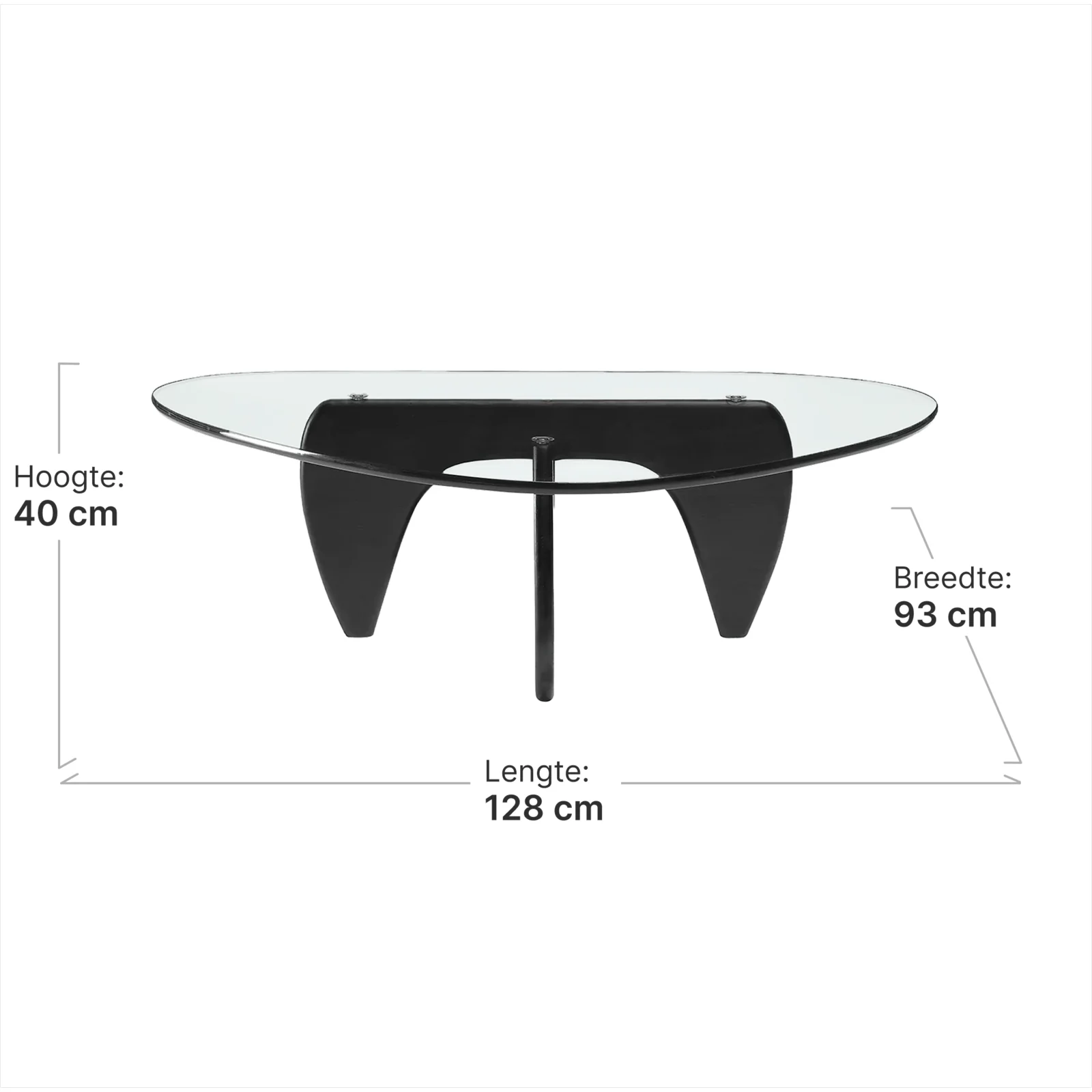 Japandi Salontafel Sabi | Glazen Blad | Zwart Onderstel