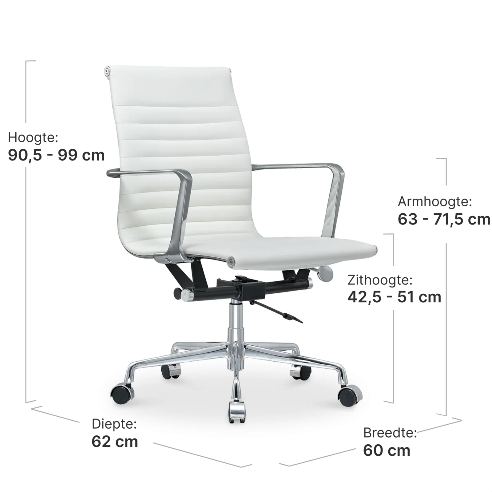 Artson Vergaderset Eiken 280×90 + 6× CD 117 Wit Leer