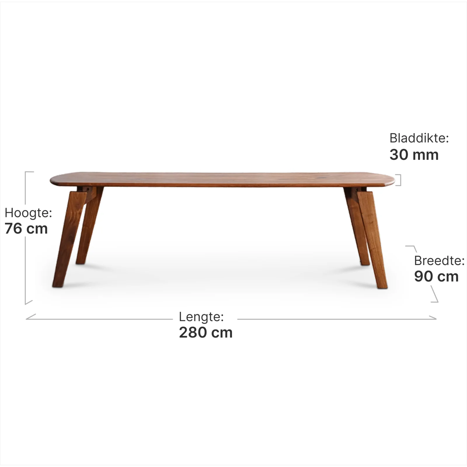 Artson Vergaderset Walnoot 280×90 + 6× CD 117 Zwart Leer