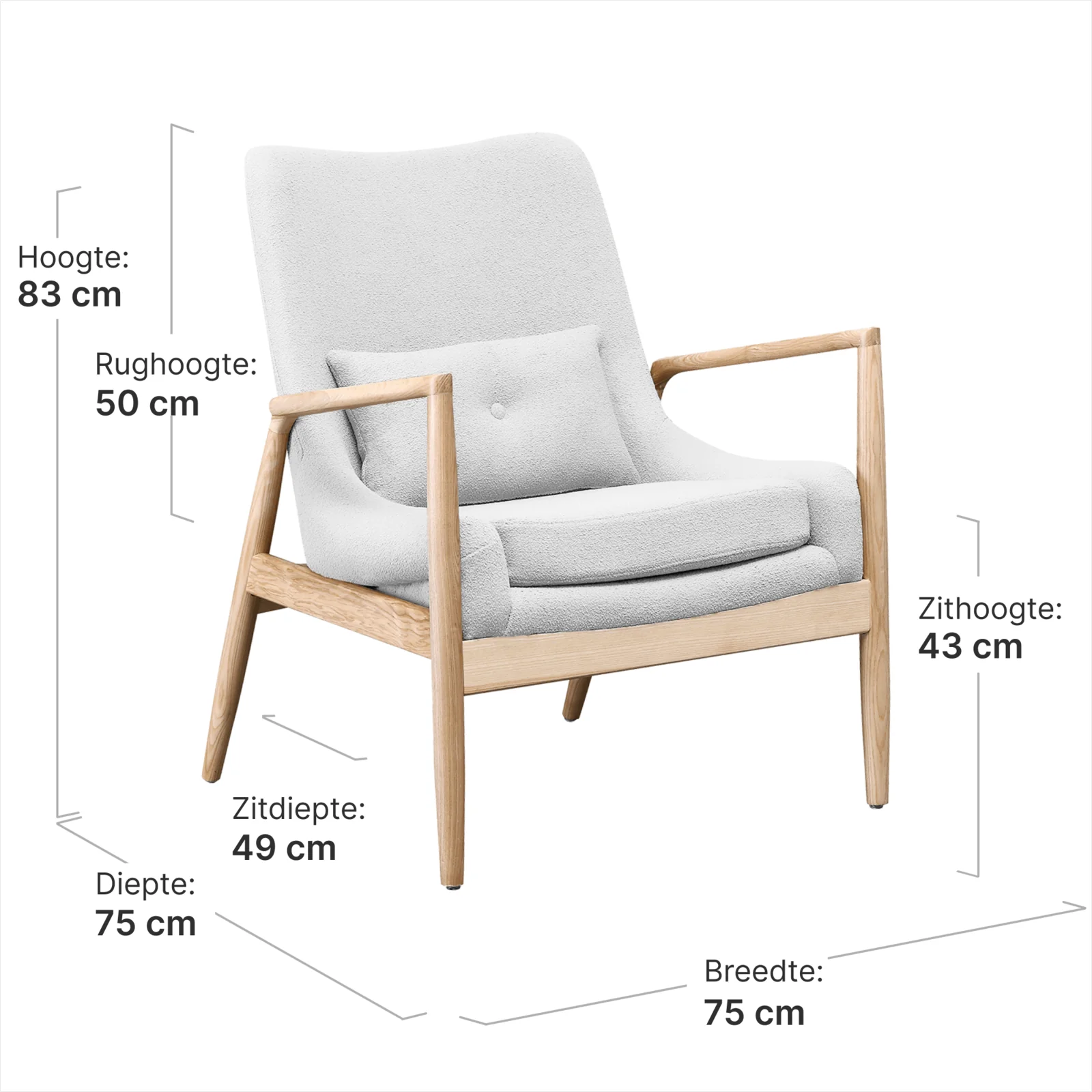 Cavel Flyder Scandinavische Lounge Chair Teddy Wit Essen