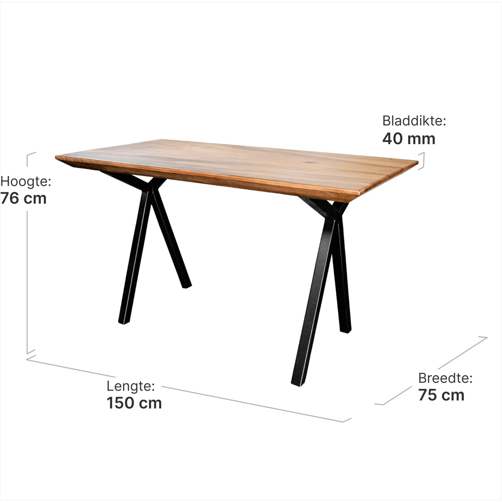Cavel Wildar Notenhouten Bureau | Massief Notenhout | 150 x 75