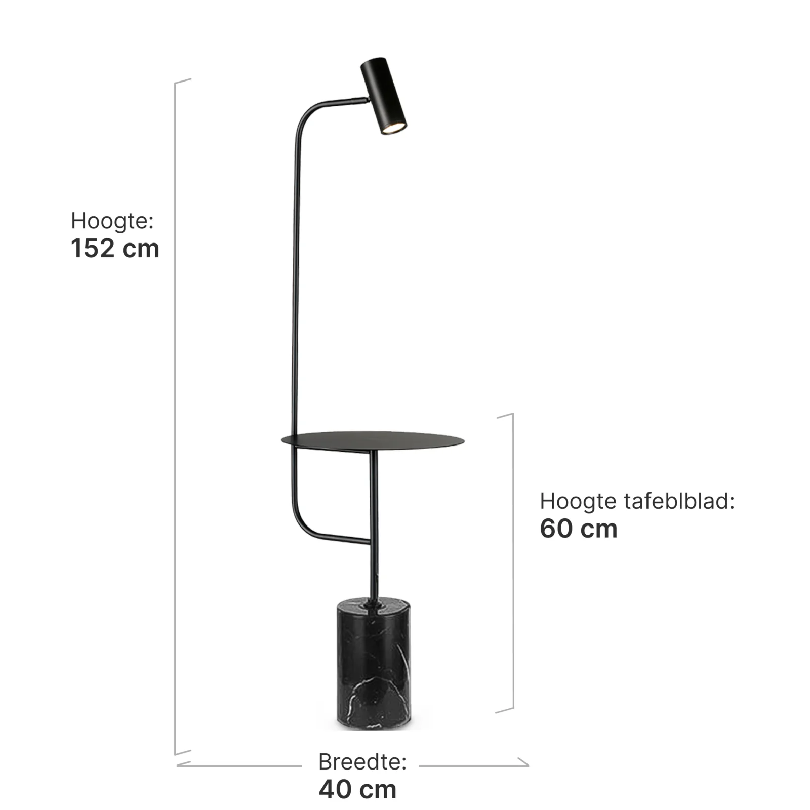 Vloerlamp Marm | Zwart