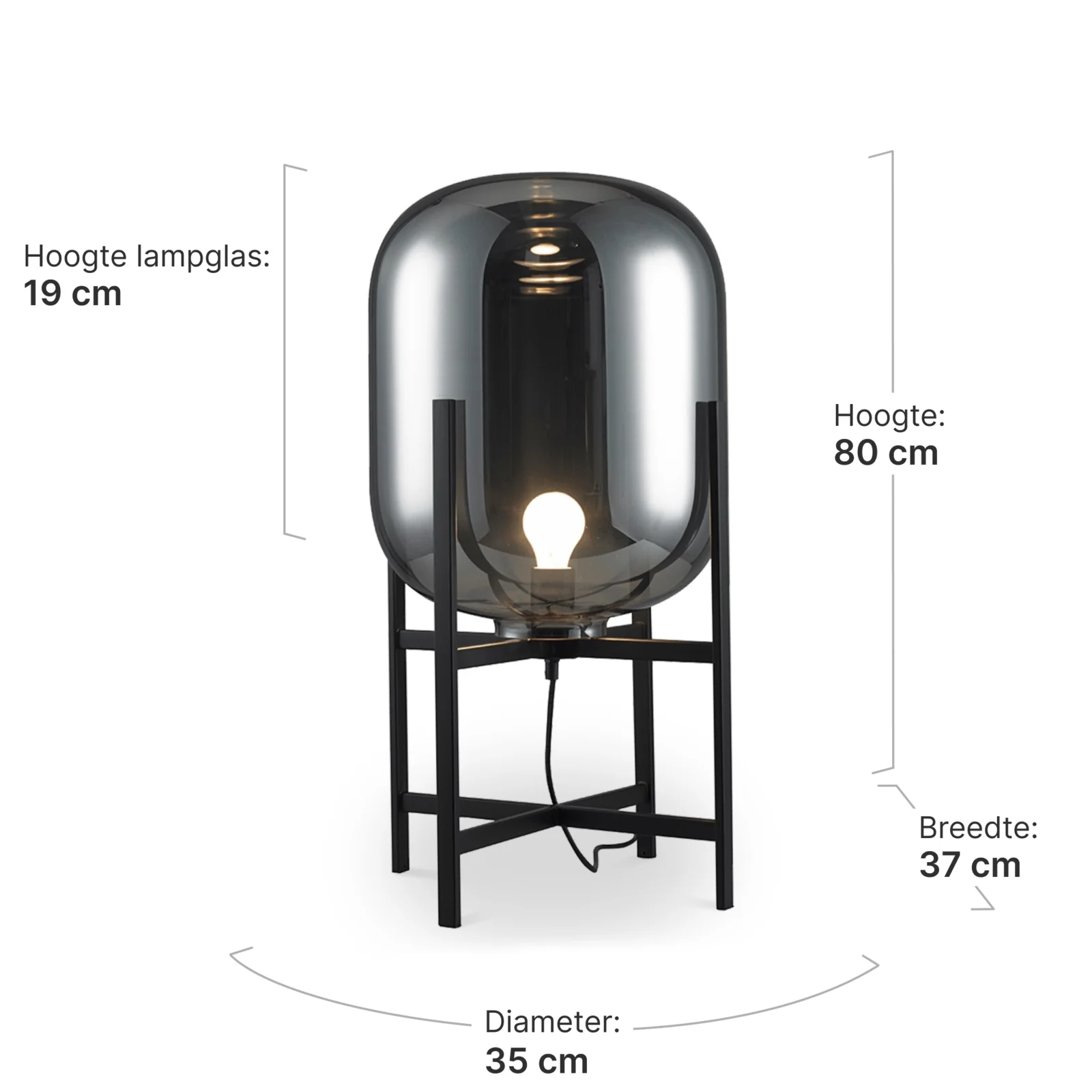 Tafellamp Bowl | Smoky Zwart