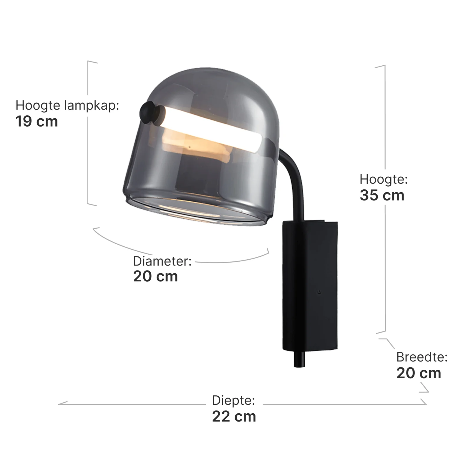 Wandlamp Smoky | Smoky Zwart