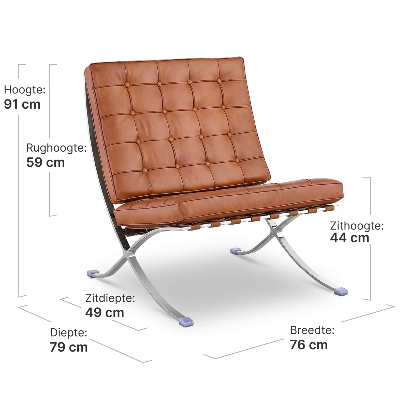 Paviljoen Chair XL Cognac/Bruin Leer
