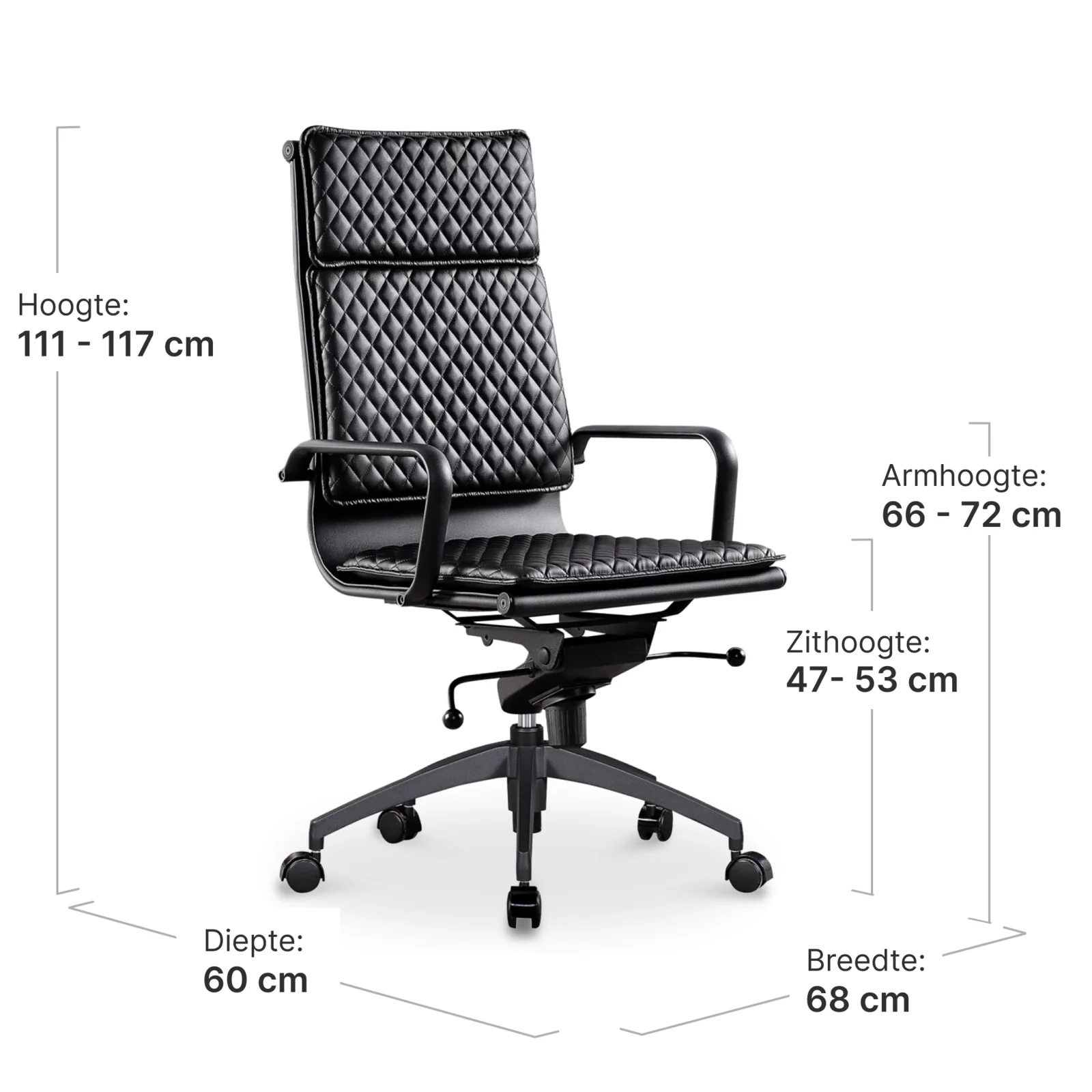 Diamond Softpad Bureaustoel Zwart | Hoge Rug