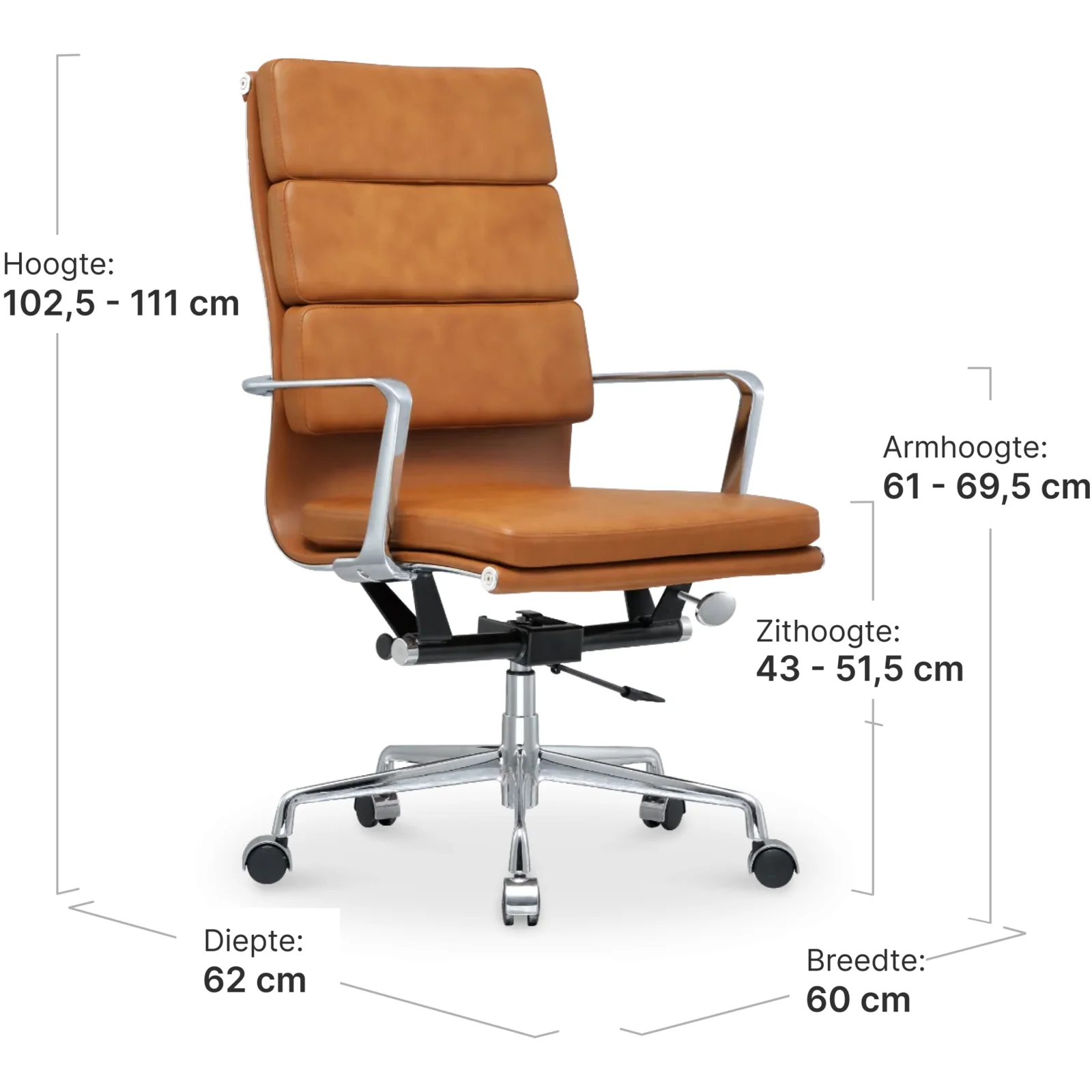 Cavel CD 219 Softpad Bureaustoel Cognac Leer