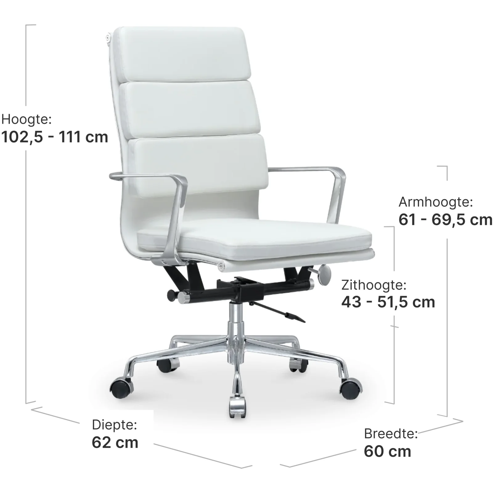 Cavel CD 219 Softpad Bureaustoel Wit Leer