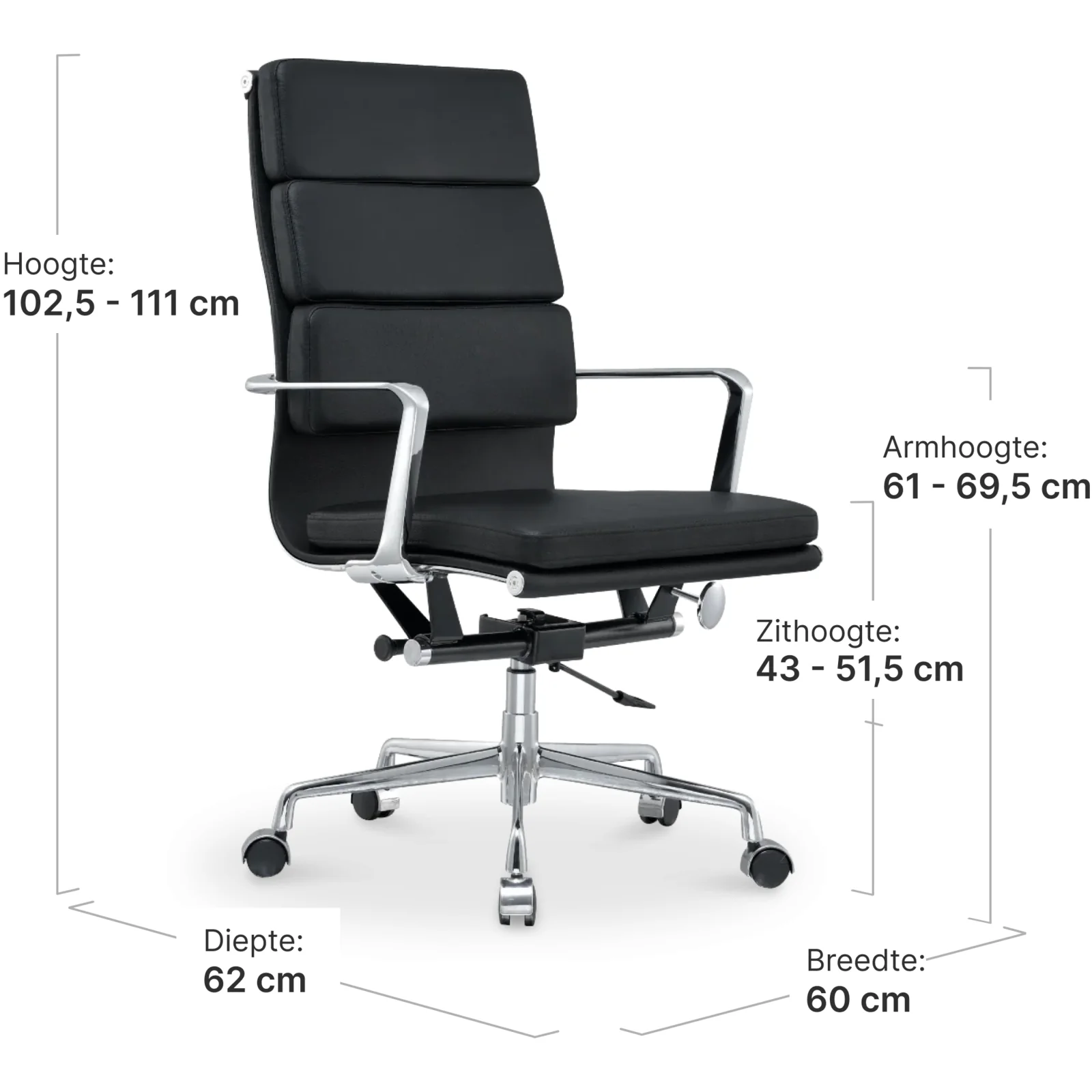 Cavel CD 219 Softpad Bureaustoel Zwart Leer