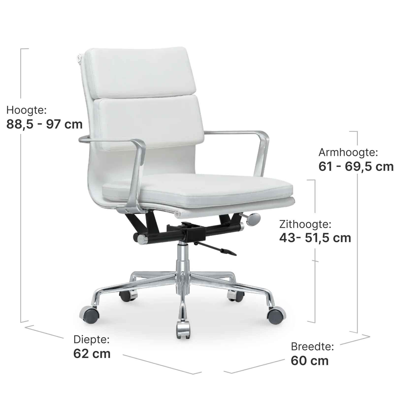 Cavel CD 217 Softpad Bureaustoel Wit Leer