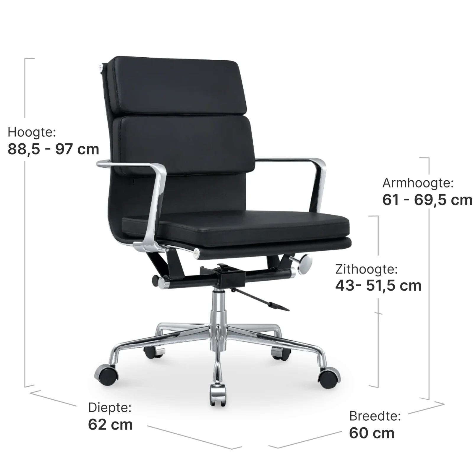 Cavel CD 217 Softpad Bureaustoel Zwart Leer