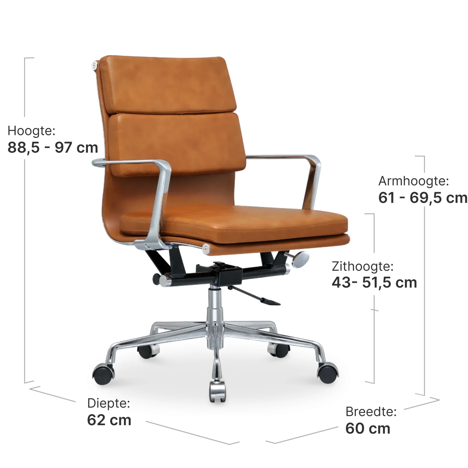 Cavel CD 217 Softpad Bureaustoel Cognac Leer