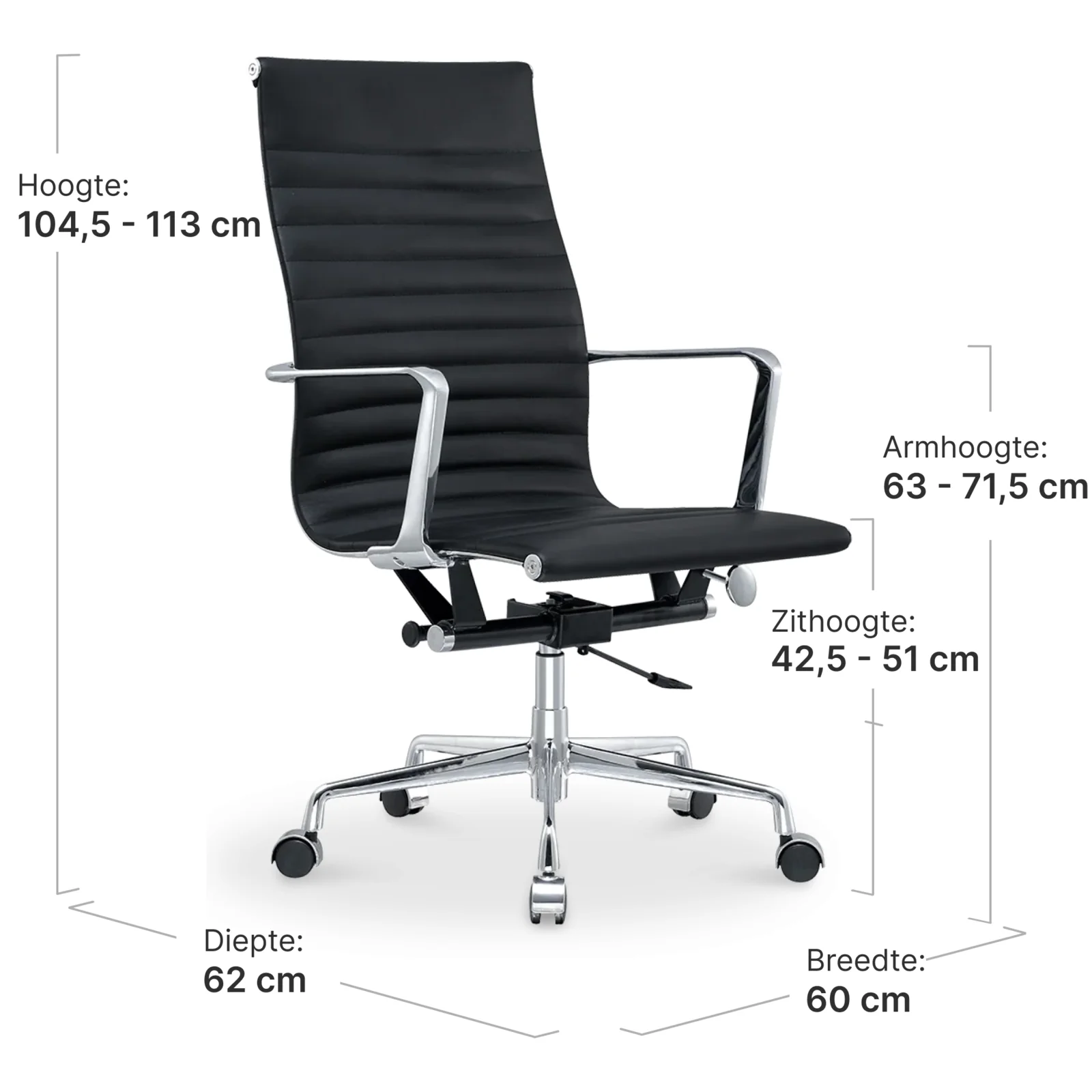 Cavel CD 119 Bureaustoel Zwart Leer