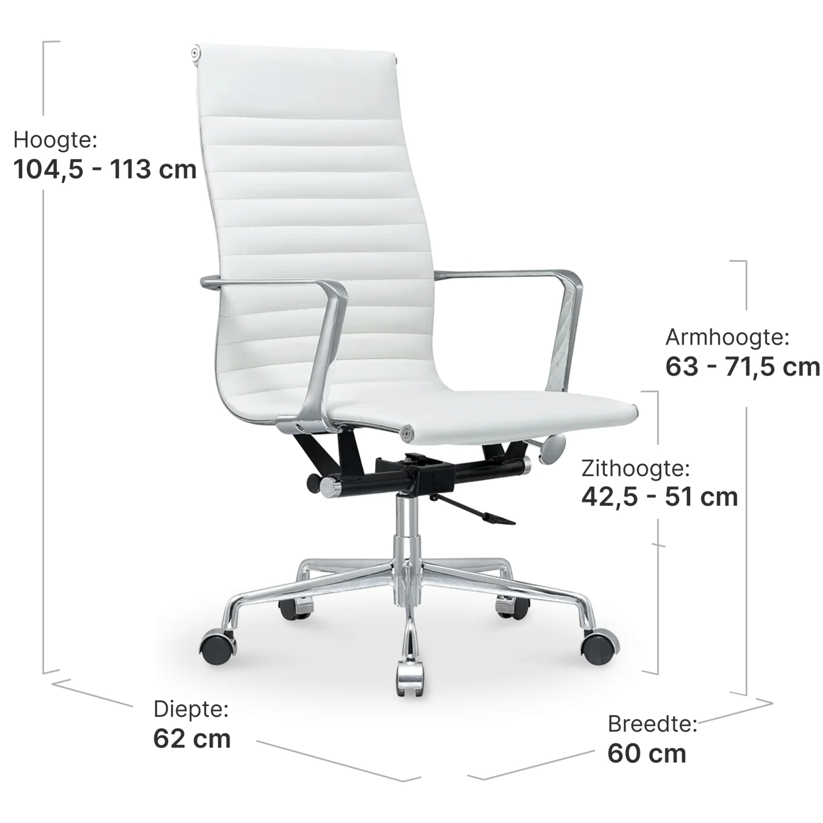 Cavel CD 119 Bureaustoel Wit Leer