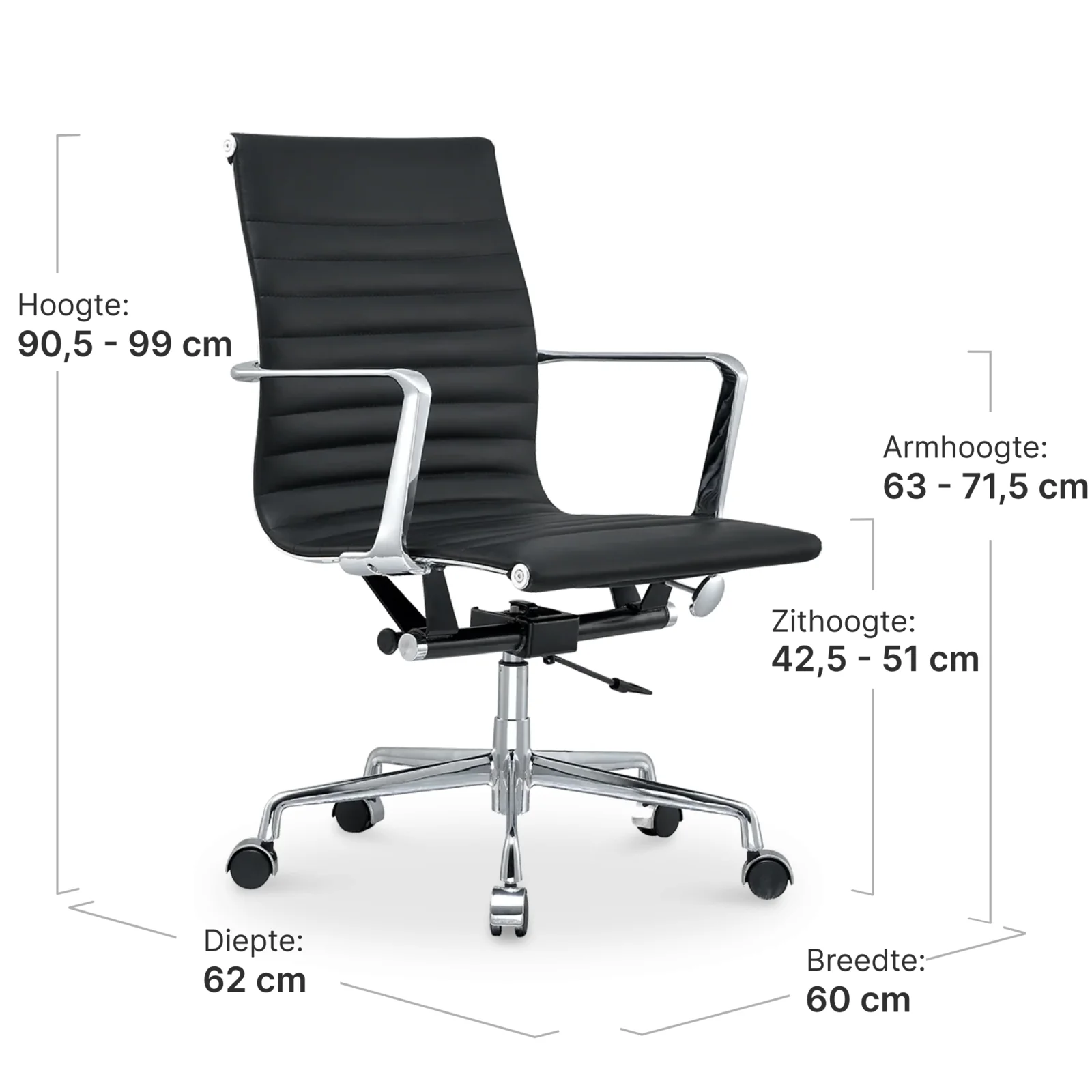 Cavel CD 117 Bureaustoel Zwart Leer